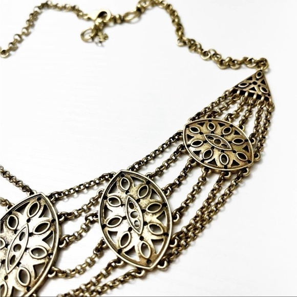 Lucky Brand Brass Tribal Sand Dollar Seashells Drape Statement Necklace - Picture 6 of 8